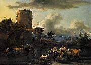 Nicolaes Pietersz. Berchem Evening Landscape France oil painting artist